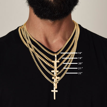 Personalized Cross Necklace on the Cuban Link Chain