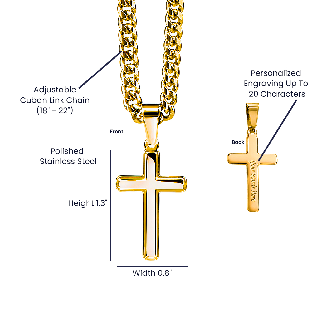 Personalized Cross Necklace on the Cuban Link Chain