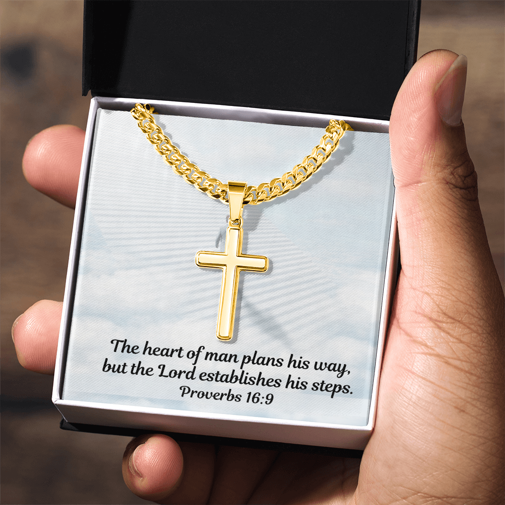 Personalized Cross Necklace with Cuban Link Chain for Men and Women