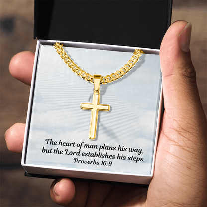 Personalized Cross Necklace with Cuban Link Chain for Men and Women
