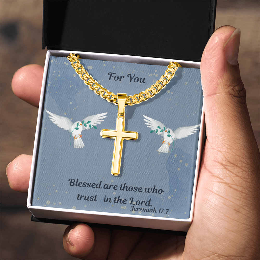Personalized Cross Necklace on the Cuban Link Chain