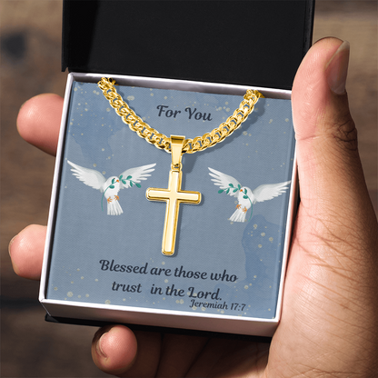 Personalized Cross Necklace on the Cuban Link Chain