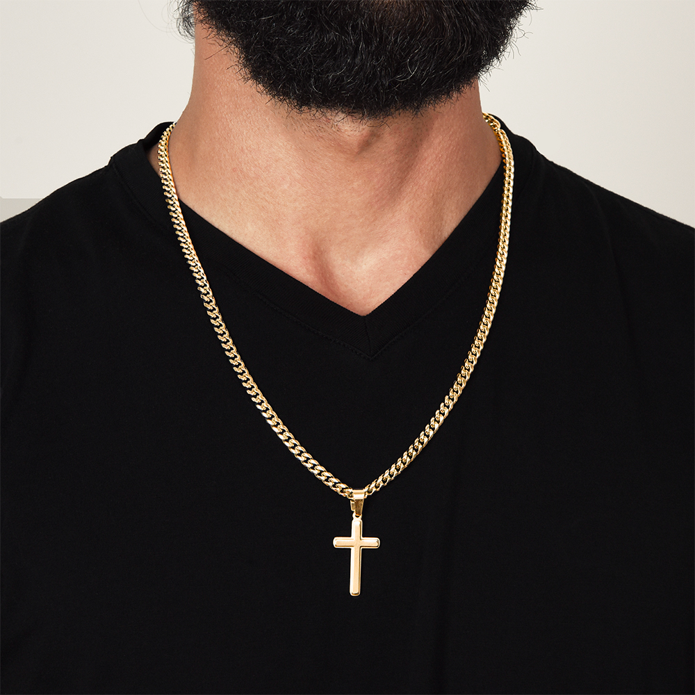 Personalized Cross Necklace on the Cuban Link Chain