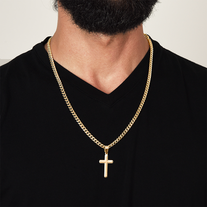 Personalized Cross Necklace on the Cuban Link Chain