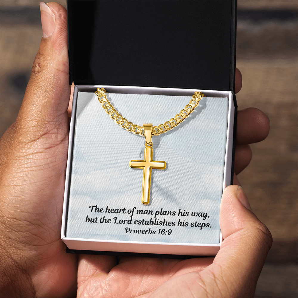Personalized Cross Necklace with Cuban Link Chain for Men and Women