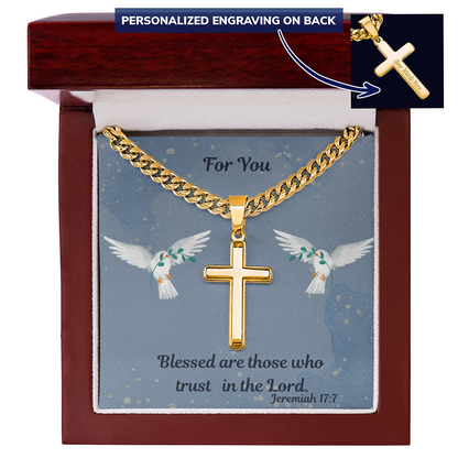 Personalized Cross Necklace on the Cuban Link Chain
