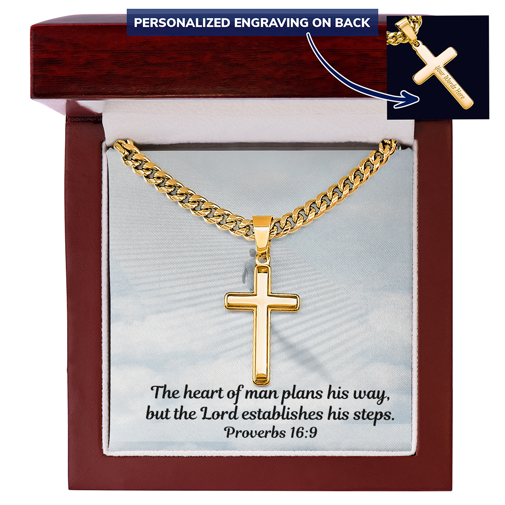 Personalized Cross Necklace with Cuban Link Chain for Men and Women