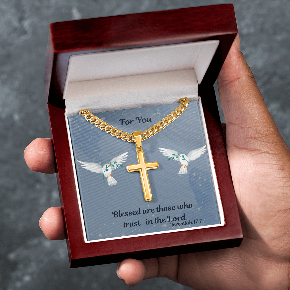 Personalized Cross Necklace on the Cuban Link Chain