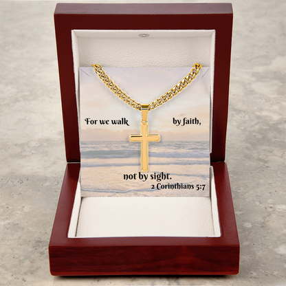 Personalized Cross Necklace with Cuban Link Chain - Wear Your Faith with Style