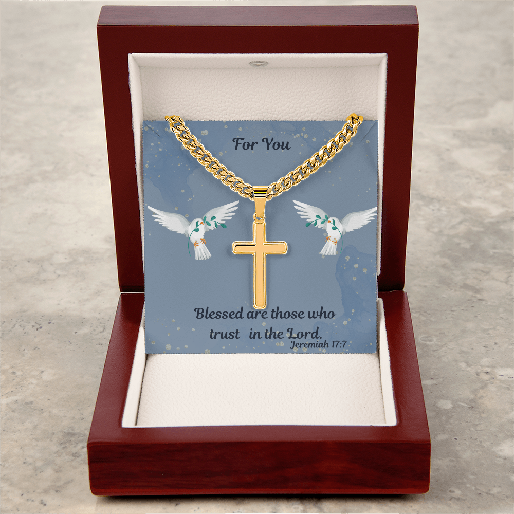 Personalized Cross Necklace on the Cuban Link Chain