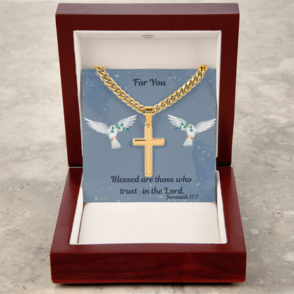 Personalized Cross Necklace on the Cuban Link Chain