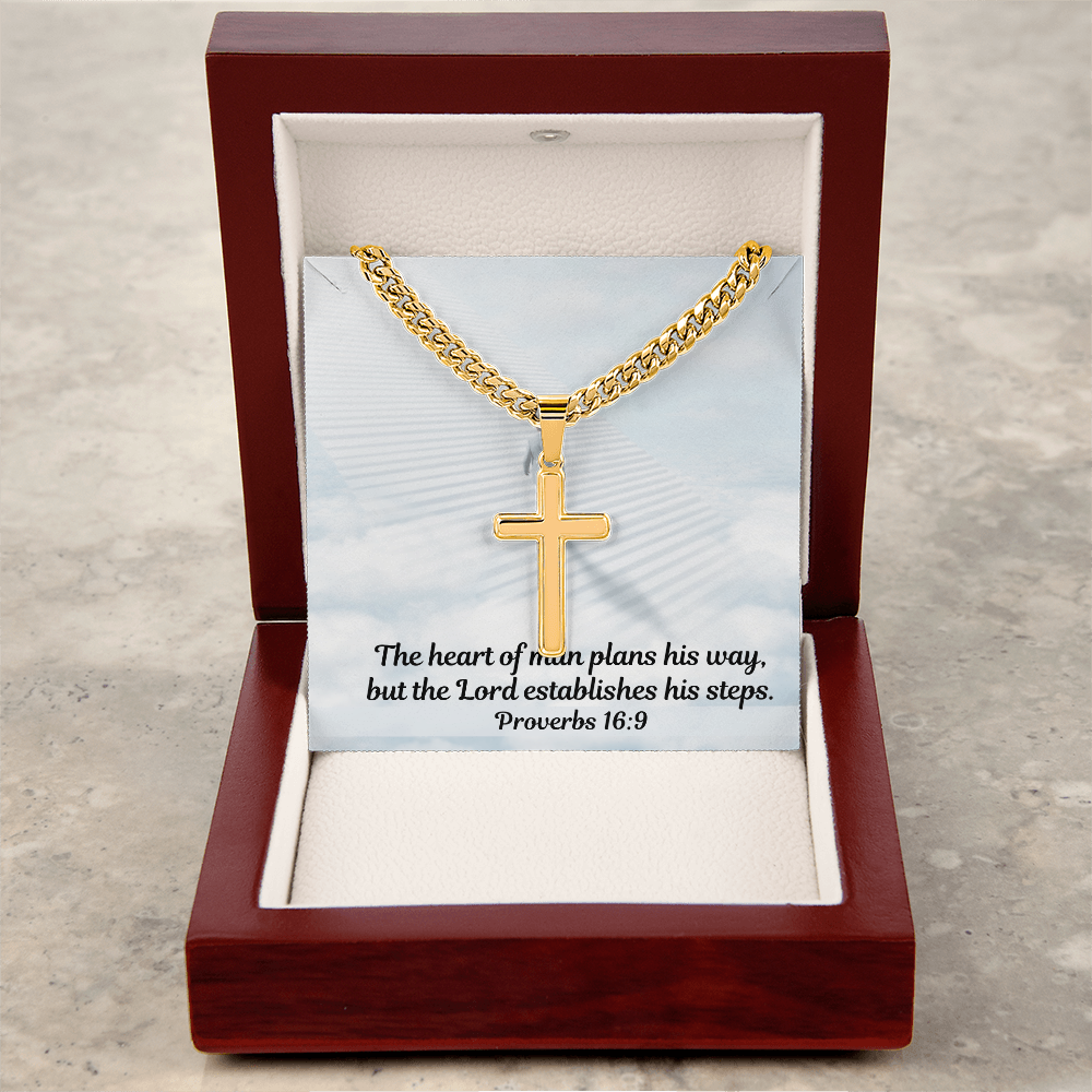 Personalized Cross Necklace with Cuban Link Chain for Men and Women