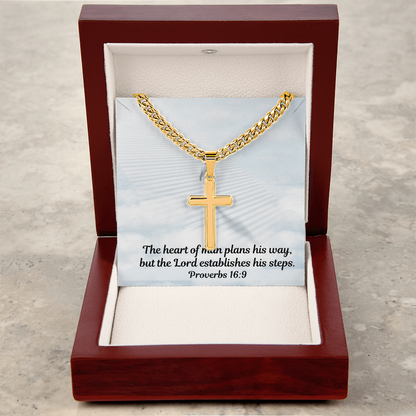 Personalized Cross Necklace with Cuban Link Chain for Men and Women