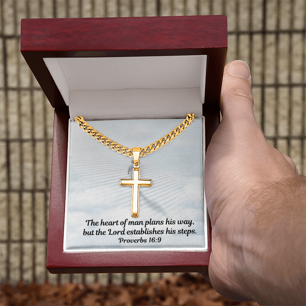 Personalized Cross Necklace with Cuban Link Chain for Men and Women