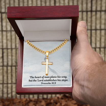 Personalized Cross Necklace with Cuban Link Chain for Men and Women