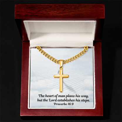 Personalized Cross Necklace with Cuban Link Chain for Men and Women