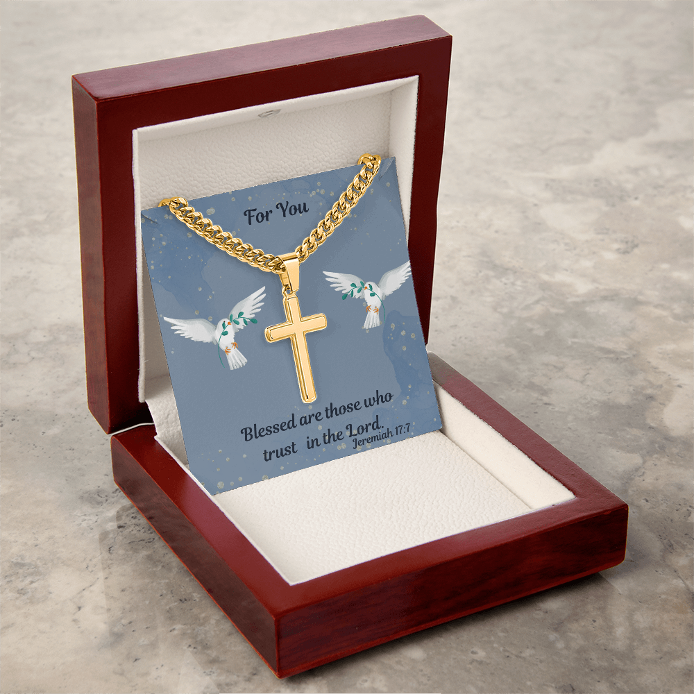 Personalized Cross Necklace on the Cuban Link Chain