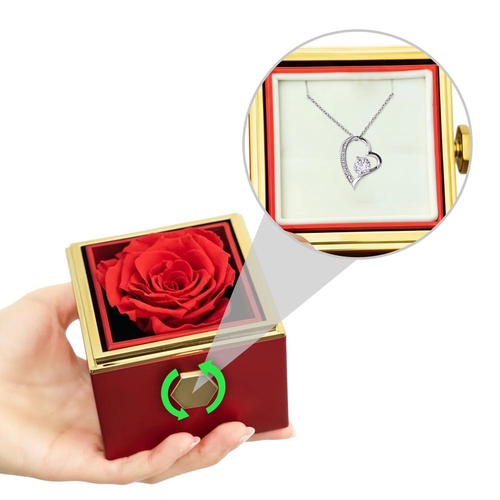 Forever Love Necklace with Rotating Rose gift Box