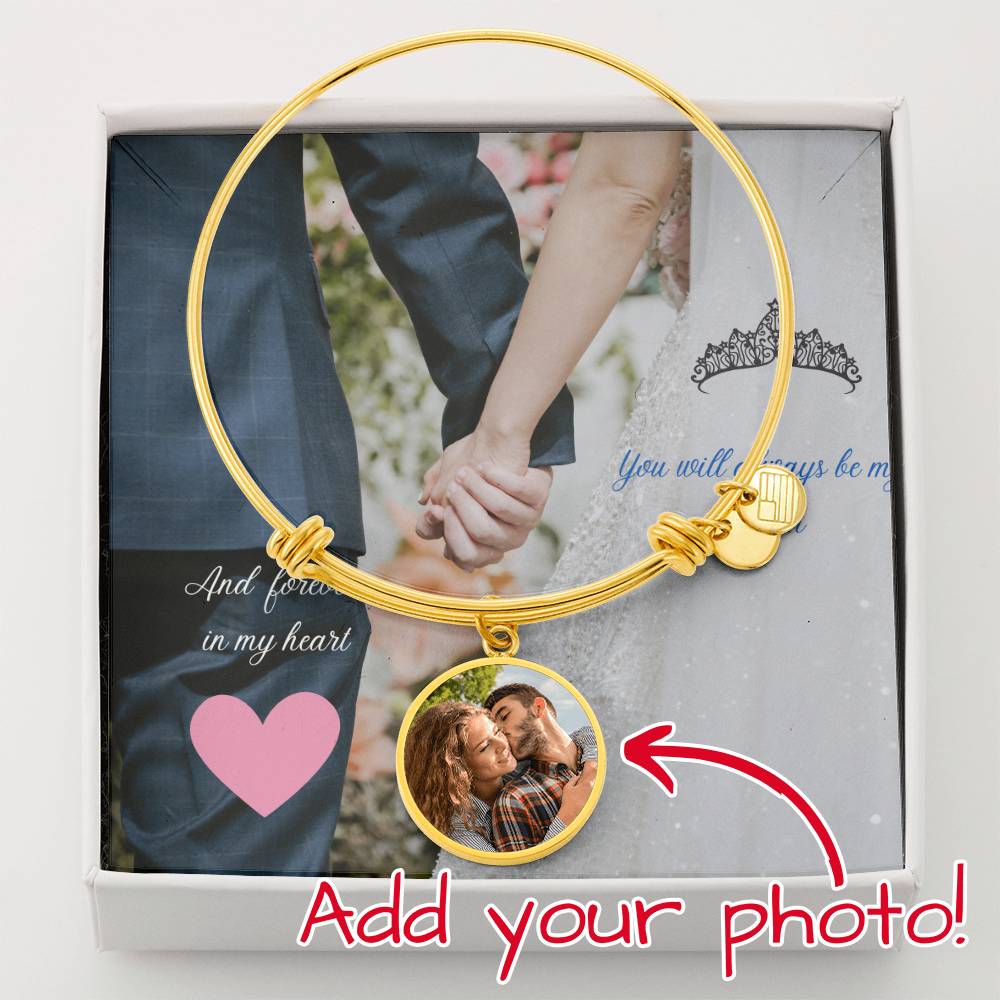 Unique Personalized Engravable Bangle Bracelet with Customizable Pendant